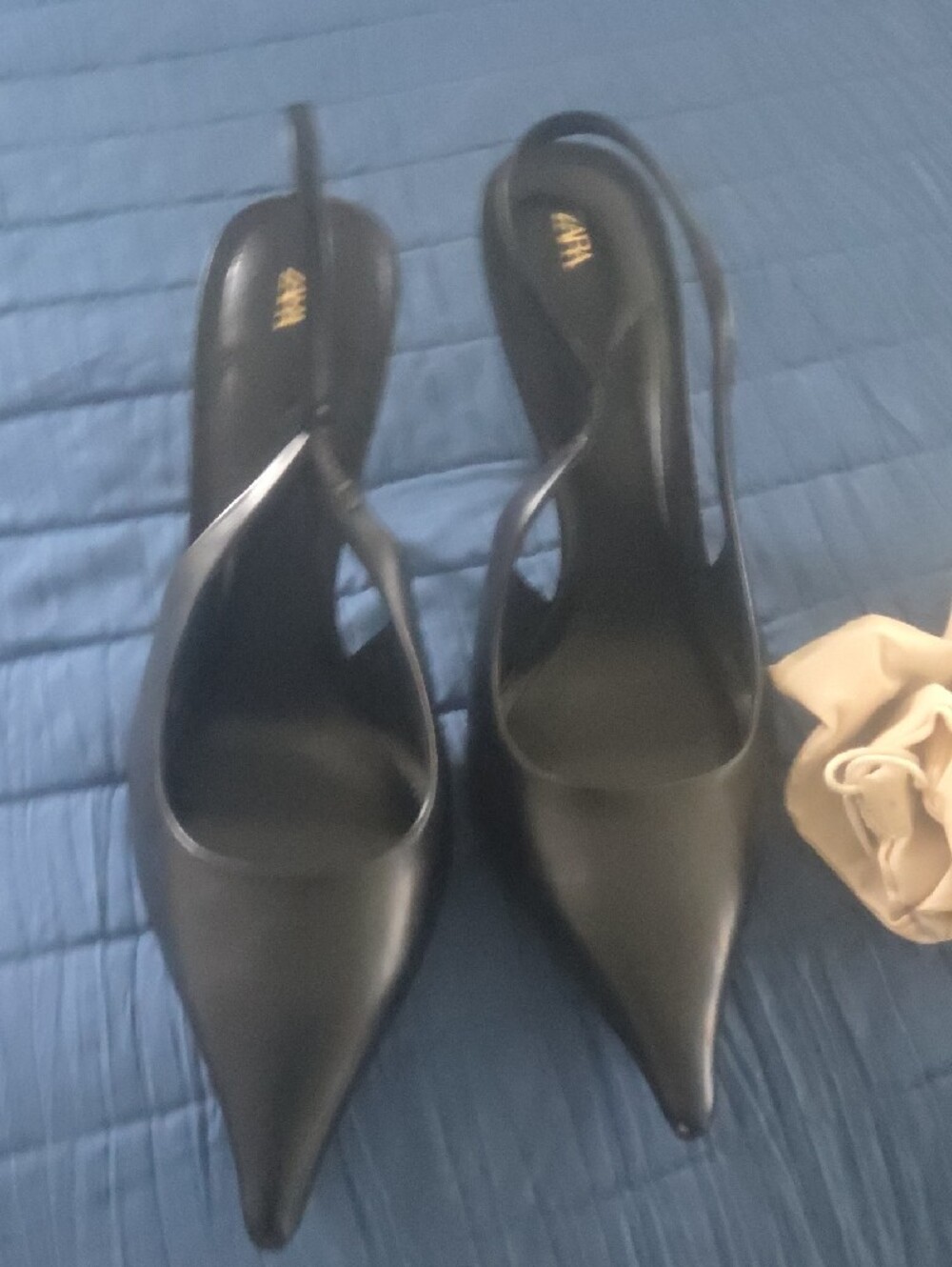 Classic Black Pointed Slingback Heels - Picture 7 of 9